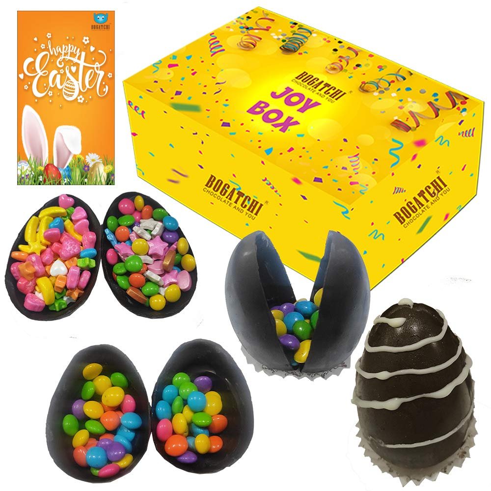 BOGATCHI Chocolate Easter Eggs filled with Candies 4 pcs Large Easter Chocolate Eggs