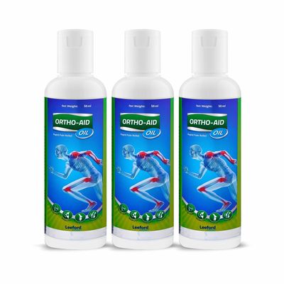 Ortho Aid Ayurvedic Pain Relief Oil for Muscle, Shoulder, Knee, Joint, Back & Body Pain | Non-Sticky, Arthritis Joint Hiran Pain Relief Oil 50ml Each (Pack of 3)