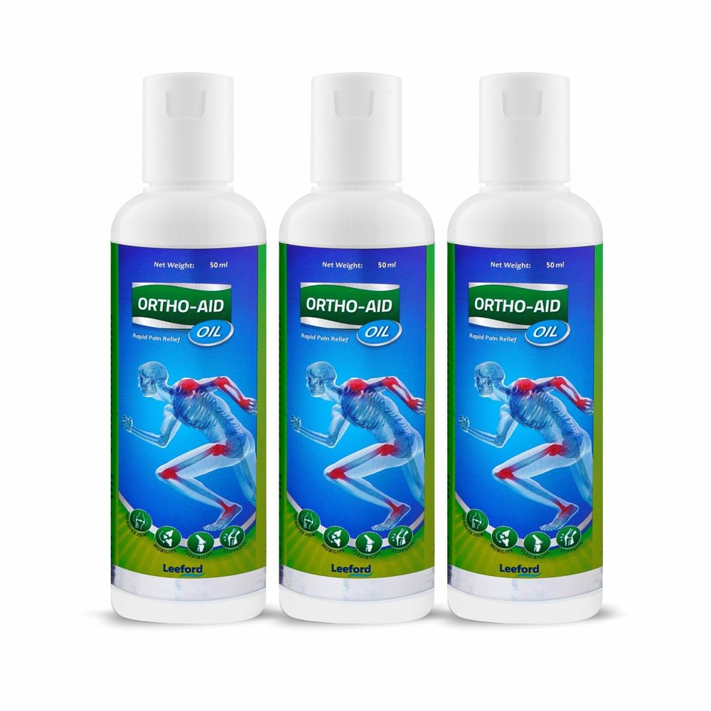 Ortho Aid Ayurvedic Pain Relief Oil for Muscle, Shoulder, Knee, Joint, Back & Body Pain | Non-Sticky, Arthritis Joint Hiran Pain Relief Oil 50ml Each (Pack of 3)