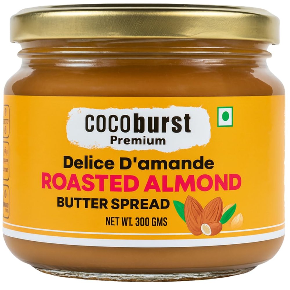 Jindal Cocoa Cocoburst Almond Butter Spread 300g | Creamy & Unsweetened Roasted Almond Cocoa Butter | 95% Almonds | No Palm Oil | No Added Sugar | No Preservatives or Colors | Protein Rich | Vegan