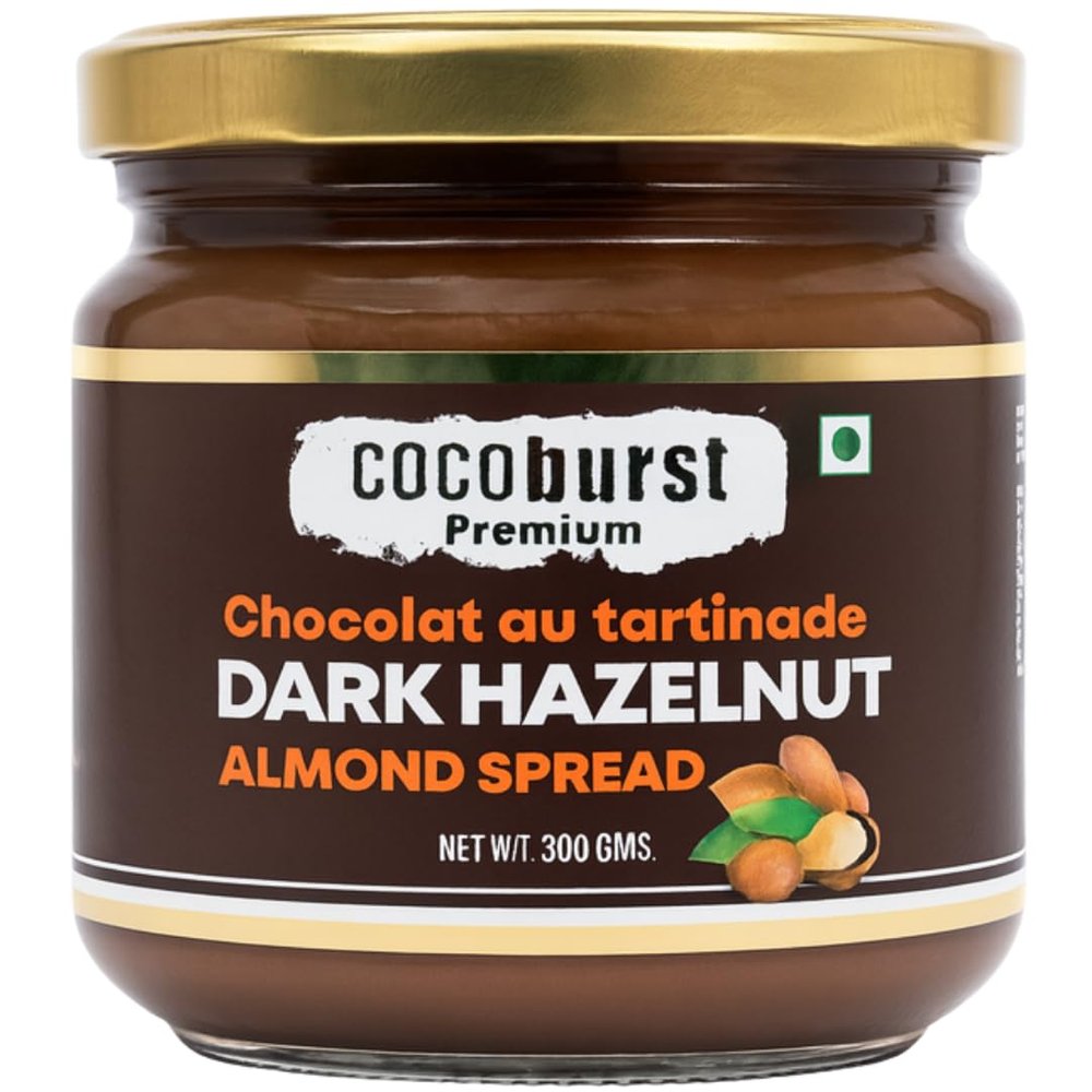 Jindal Cocoa Cocoburst Dark Chocolate Hazelnut Almond Spread 300g | Choco Spread with Cocoa & Hazelnut Butter | Chocolate Spread Without Palm Oil | No Trans Fat or Artificial Preservatives | Rich & Creamy