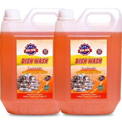 DOC HIM Dishwash Liquid Gel Orange, With Orange Fragrance, 5 Litres Economy Pack, Hygienically Cleans Hidden Grease and Tough oil For All Utensils, (Pack of 2)