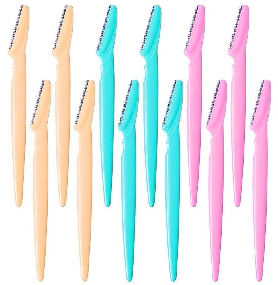 ADICTUM 12Pcs Facial Hair Remover Eyebrow Trimmer,Sharp Mini Makeup Knife Shaper Shaver For Women Set Eyebrow Razor