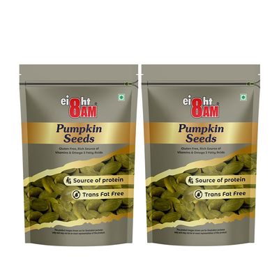 8AM Raw Pumpkin Seeds for Eating, 180g(Pack of 2) | Protein & Fiber Rich Superfood | Best Snack to Lose Weight, Perfect Addition for Healthy Lifestyle | Immunity Booster