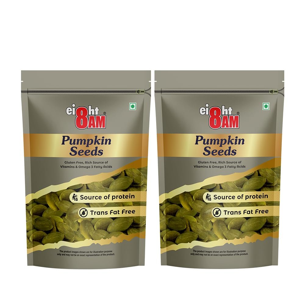 8AM Raw Pumpkin Seeds for Eating, 180g(Pack of 2) | Protein & Fiber Rich Superfood | Best Snack to Lose Weight, Perfect Addition for Healthy Lifestyle | Immunity Booster