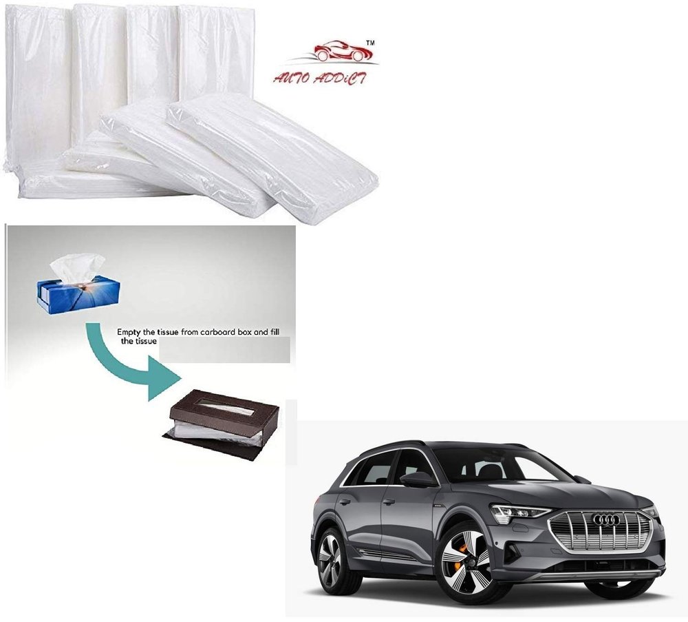 Auto Addict Car Tissue Box Refiller Facial Tissue (Pack of 10,100 pulls 2 ply,Tissue Refill ONLY) for E-Tron