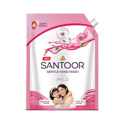 Santoor Mild Gentle Hand Wash 1300ml with Goodness of Lotus & Tulsi| Rich Lathering Formula with Anti-Bacterial Properties| Soft on Hands| Soothes & Hydrates Skin
