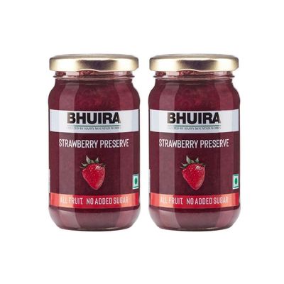 Bhuira Strawberry Preserve - 240g |Natural No Added Sugar, Preservatives, Artificial Colours | Handmade Himachal Vegetarian Fruit Spread | Breakfast, Toast Dessert | Healthy Snack | Guilt-Free, Pack of 2