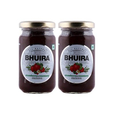 Bhuira|All Natural Jam Strawberry & Rosemary Preserve-240g Each|No Added preservatives |No Artifical Color Added |Pack of 2