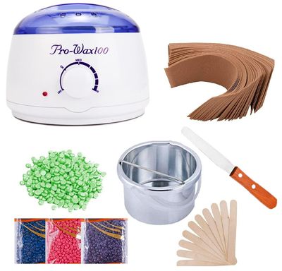 PROWAX100 Hot Wax Heater with Hair Removal Wax Beans(100g) and Wax Knife with Waxing Strips for Hard,Strip and Paraffing Hair Removal Waxing Kit Women-Color May Very
