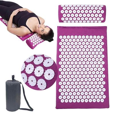 Meetzone Non Slip Accupressure Blood Circulation Acupressure Mat Acupuncture Massager Mat Pillow Joint Pain Muscle Relief Relaxation With Pillow (Multicolour)