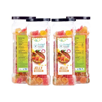 Fuzion Foodz Soft Mix Fruit Jelly Candy - 140 Grams, Pack of 4 Tasty Sugar Coated Mixed Fruits Jelly Candy Bites for Kids Mix Fruits Gummies Candy, 560 gram