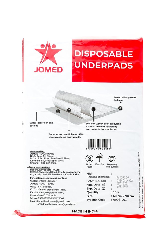 Jomed Disposable Underpad 60x90cm Large, pack of 10