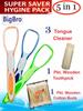 BigBro Plastic Tongue Cleaner Flexible Comfortable Design Brush Scraper Super Saver Pack of 3 Pcs plus 1 pkt Toothpick 1 pkt Cotton Buds for Adults Men Women view 2