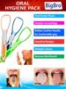 BigBro Plastic Tongue Cleaner Flexible Comfortable Design Brush Scraper Super Saver Pack of 3 Pcs plus 1 pkt Toothpick 1 pkt Cotton Buds for Adults Men Women view 3