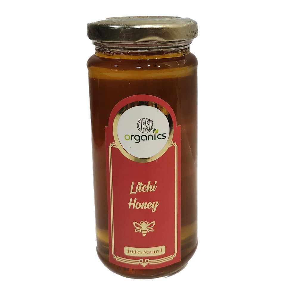 OPSK Organics Litchi Honey 100% Natural Glass Bottle (Litchi, 325 grm)
