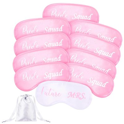 15 Pieces Bride Masks and Bridesmaids Sleep Mask Bridesmaid Proposal Present Bridal Party Favor Eye Coverings with White Storage Bag Bride Squad Eye Masks Party Favor Accessories