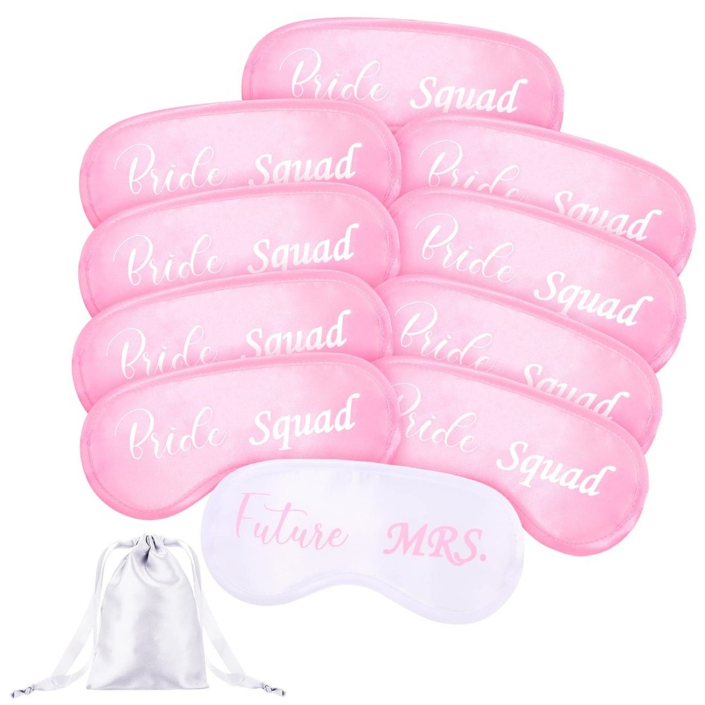 15 Pieces Bride Masks and Bridesmaids Sleep Mask Bridesmaid Proposal Present Bridal Party Favor Eye Coverings with White Storage Bag Bride Squad Eye Masks Party Favor Accessories