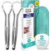 Guru Nanda Stainless Steel Tongue Scraper (Pack of 2), Fights Bad Breath, Medical Grade 100% Stainless Steel, Great for Oral Hygiene, Tongue Cleaner for Adults and Kids view 1
