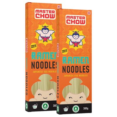 MasterChow Japanese Ramen Noodles - Pack of 2| Egg Noodles | No Preservatives | Get Restaurant Style Taste in Just 10 Minutes | No Maida, Not Fried |Serves 4-5 Meals | 300gms Each