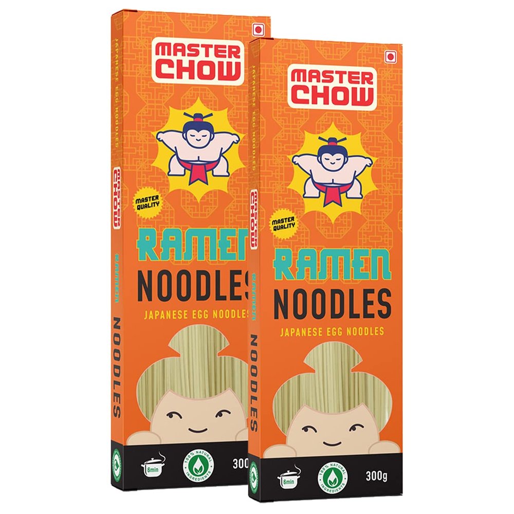 MasterChow Japanese Ramen Noodles - Pack of 2| Egg Noodles | No Preservatives | Get Restaurant Style Taste in Just 10 Minutes | No Maida, Not Fried |Serves 4-5 Meals | 300gms Each
