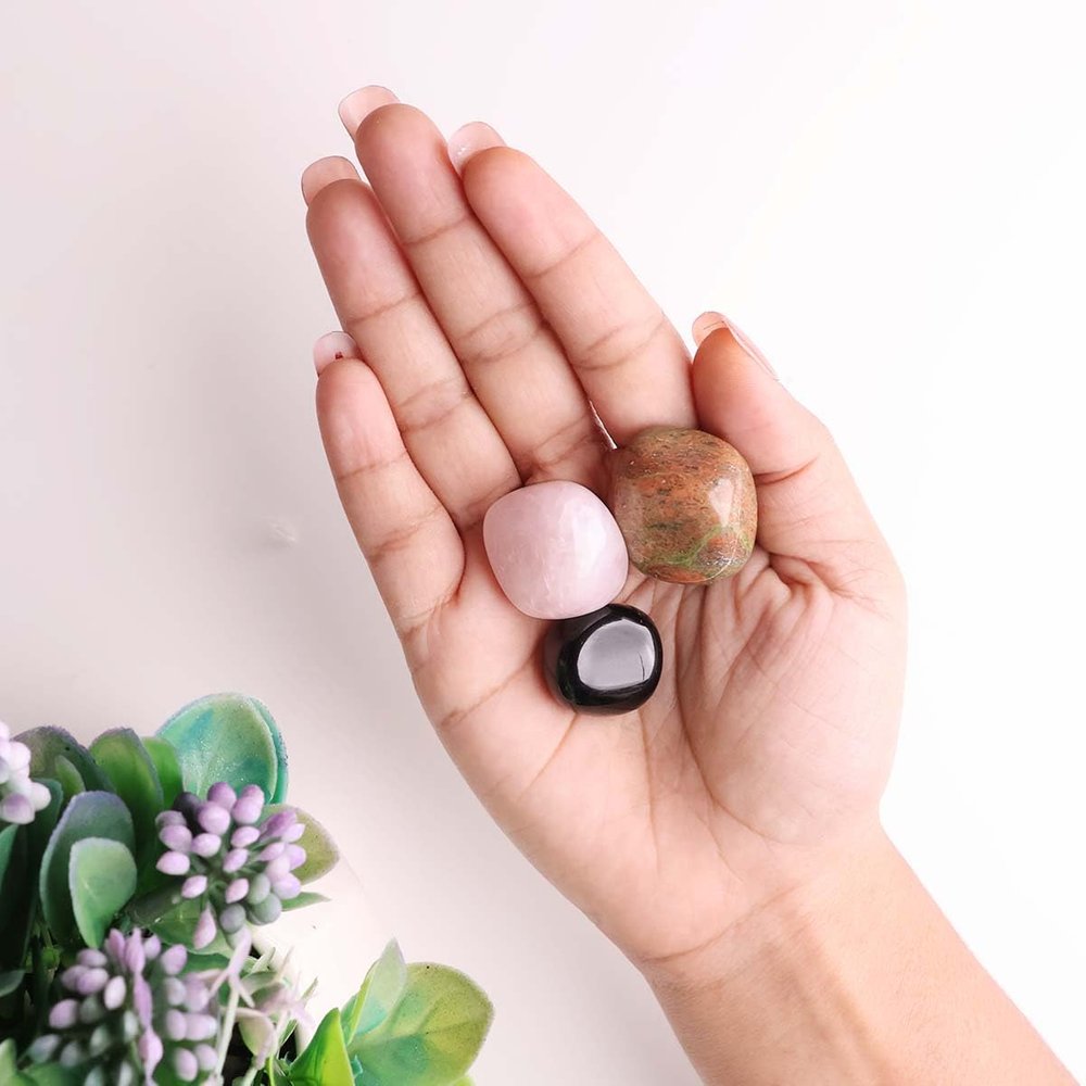 9Dzine Virgo Zodiac Birth Tumble Stones with Bag,Virgo Lucky Birth Stones Crystal August 23-September 22-Multicolor