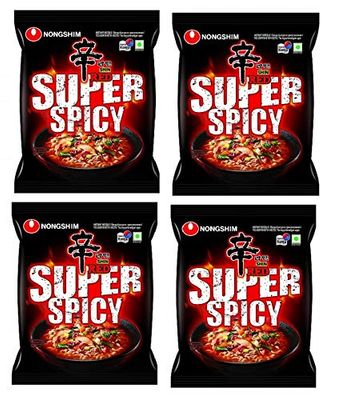 Nongshim Red Super Spicy Noodles 120gm*4Pack (Pack of 4 ) (Imported)