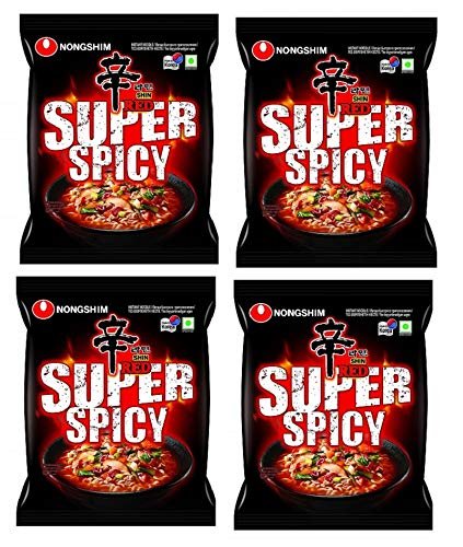 Nongshim Red Super Spicy Noodles 120gm*4Pack (Pack of 4 ) (Imported)