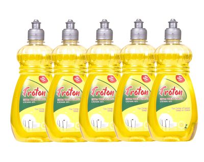 Froton advanced dishwash liquid, Yellow Lemon Dishwash liquid,Gel Non Acidic Safe on Hands Pure Extract of Lemon Leaves No Residue Grease Cleaner For All Utensils 500ml pack of 5