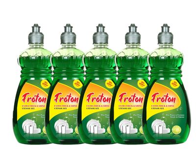 Froton Dishwash Liquid Gel,Green Lemon Extract Dishwash Liquid Gel, Non Acidic Safe on Hands Pure Extract of Lemon Dishwash Liquid 500ml pack of 5