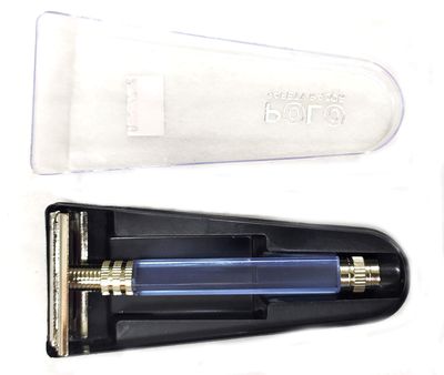 Beauty Tool Safety Men Razor Double Edge - Chrome, Closed Comb, for New & Experienced Shavers. Engineered to Provide a Smooth Shave Blue Colour (Pack of 1)