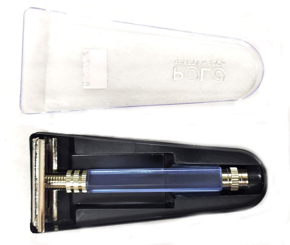 Beauty Tool Safety Men Razor Double Edge - Chrome, Closed Comb, for New & Experienced Shavers. Engineered to Provide a Smooth Shave Blue Colour (Pack of 1)