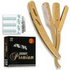 Equinox Professional Straight Edge Razor with 100 Single Derby Straight Razor Blades-Barber Straight Razor-Close Shaving Men's Manual Shaver-Disposable Straight Razor Blades-Straight Razor Kit view 1