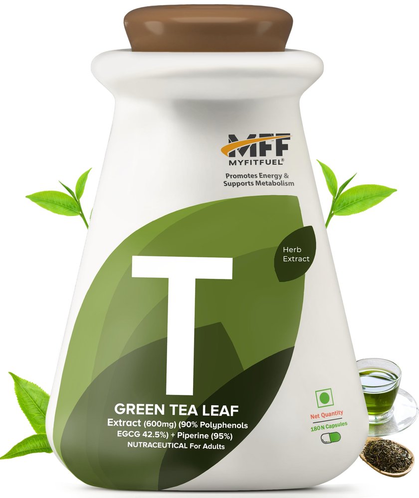 MyFitFuel Green Tea Extract (90% Polyphenols, 42.5% EGCG) with Piperine 95%, (600mg), 180 Capsules