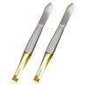 AVTY (2 Pack) Flat Tweezers - Gold Tone Stainless Steel Flat Tip Tweezers Hair Plucker for Hair and Eyebrows Personal Care (Gold Tone_A) view 1