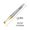 AVTY (2 Pack) Flat Tweezers - Gold Tone Stainless Steel Flat Tip Tweezers Hair Plucker for Hair and Eyebrows Personal Care (Gold Tone_A) view 2