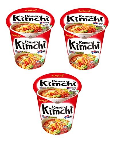 Samyang Kimchi Hot Chicken Flavour Raman Cup Noodles, 70mg*3 Pack (Pack of 3) (Imported)