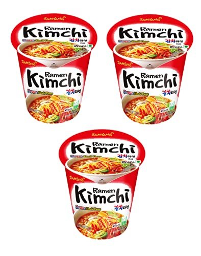 Samyang Kimchi Hot Chicken Flavour Raman Cup Noodles, 70mg*3 Pack (Pack of 3) (Imported)