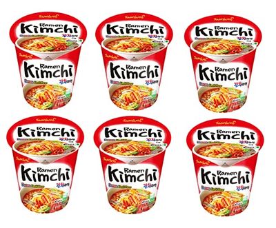 Samyang Kimchi Hot Chicken Flavour Raman Cup Noodles, 70mg*6 Pack (Pack of 6) (Imported)