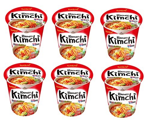 Samyang Kimchi Hot Chicken Flavour Raman Cup Noodles, 70mg*6 Pack (Pack of 6) (Imported)