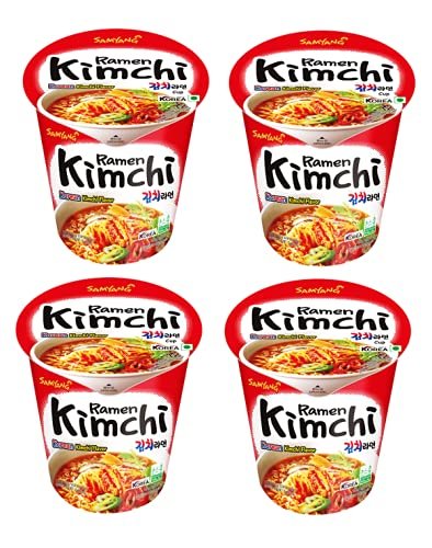 Samyang Kimchi Hot Chicken Flavour Raman Cup Noodles, 70mg*4 Pack (Pack of 4) (Imported)
