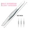 AVTY Stainless Steel Tweezers - 12 Pieces Slant Tip Tweezers Set - Precision Facial Hair Tweezers - Comfort Grip Long Silver Tweezers for Ingrown Hair - Professional Eyebrow Tweezers for Men and Women view 3