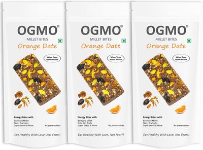 OGMO Orange Date, Wholegrain Millet Energy Bites | 3 X 30g | Refined Sugar Free