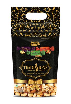 Derby Tradissions Frill Pack DryFruit Toffee | Delicious Pistachio Nuts, Almonds, Cashew Nuts Toffees| Assorted Dry Fruits Toffee Pack | Treat of Real Dry Fruits in Toffees / 300gm Pack/Pack Of 2