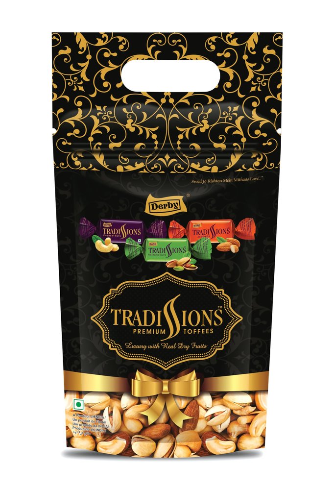 Derby Tradissions Frill Pack DryFruit Toffee | Delicious Pistachio Nuts, Almonds, Cashew Nuts Toffees| Assorted Dry Fruits Toffee Pack | Treat of Real Dry Fruits in Toffees / 300gm Pack/Pack Of 2