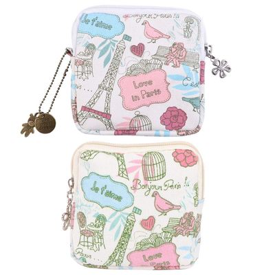 ARTIBETTER 2pcs Menstrual Pad Napkins Bag Pouch Nursing Pad Holder Sanitary Napkin Bag Small Zipper Pouch Coin Purse for Women and Girls (Random Pattern)