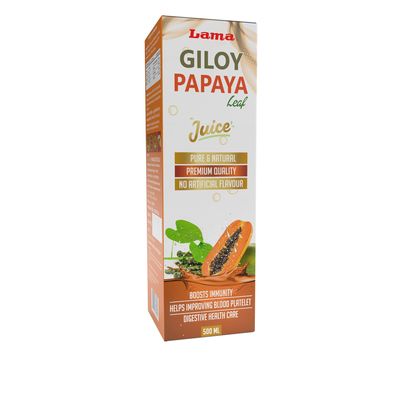 Lama Giloy Papaya Juice | Helps Boost Immunity | Digestive Heath Care | No Added Sugar | Pure & Natural - 500 ML