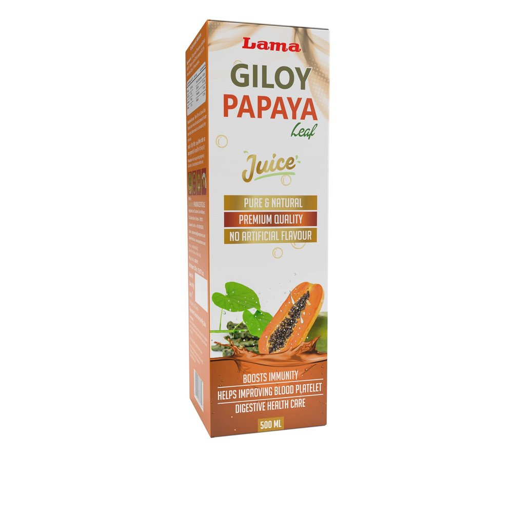 Lama Giloy Papaya Juice | Helps Boost Immunity | Digestive Heath Care | No Added Sugar | Pure & Natural - 500 ML