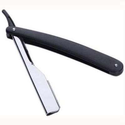 Beauty Tool Straight Edge Stainless Steel Folding plastic Shaving Razor - Matte Black (1Pcz) (Free 4 pcz Earring) 2 pair multi design
