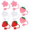 ARTIBETTER 8pcs Silicone Straw Tips Covers Strawberry and Sakura Drinking Straw Tips Lids Anti- dust Silicone Straw Caps for 6-8 mm Straw Tips view 1